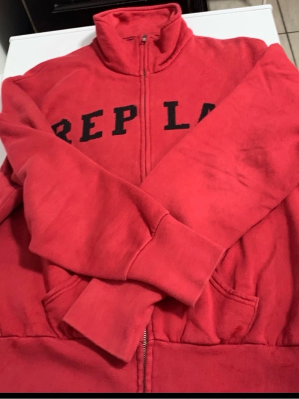 REPLAY Red Kids Zip-Up Puffer Jacket with Logo